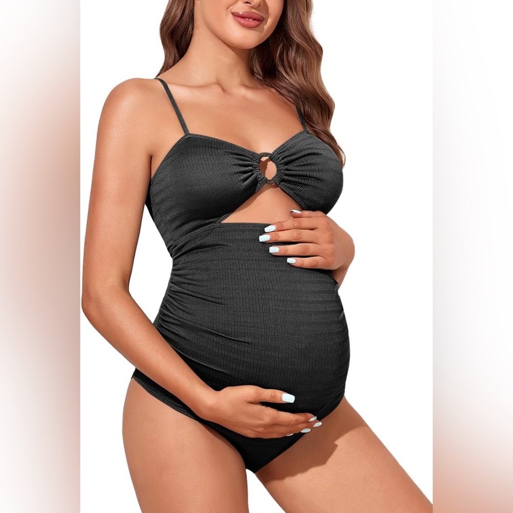 Summer Mae Maternity Swimsuit One Piece Bathing Suit O-Ring Front Pregnancy